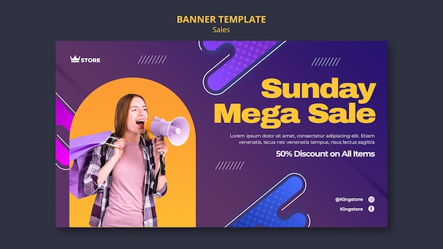 PSD gratuito modello di banner di mega vendita della domenica