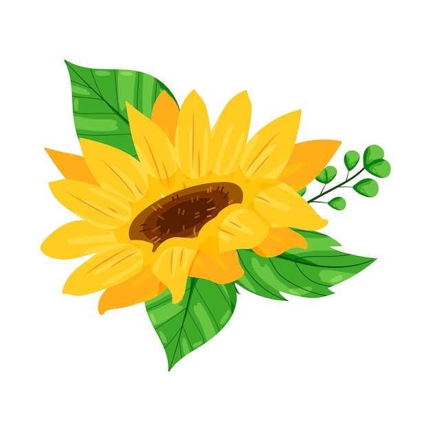 Free PSD sunflower element isolated