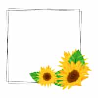 Free PSD sunflower frame element isolated