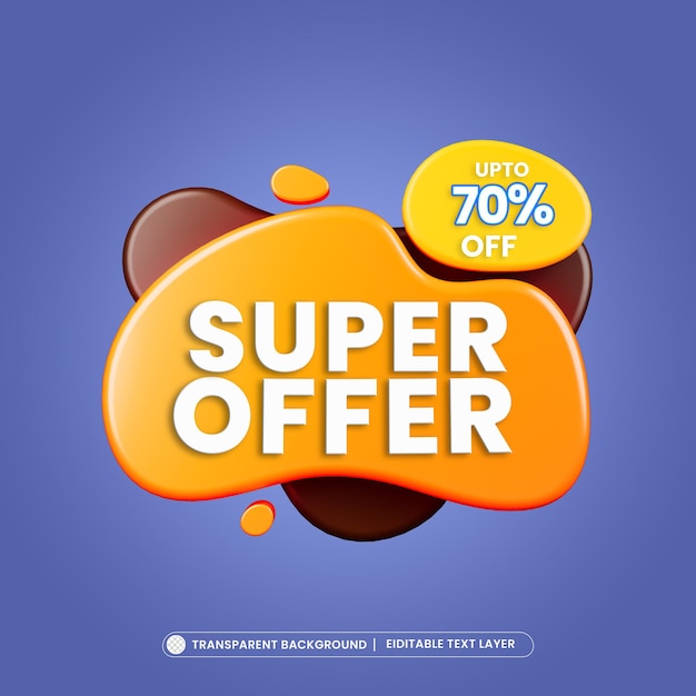 Free PSD super offer 70 off 3d promotion banner with editable text