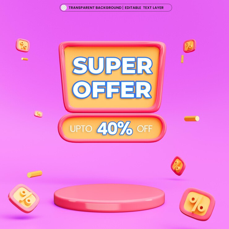 Free PSD super offer banner 3d social media template post with blank space podium for product