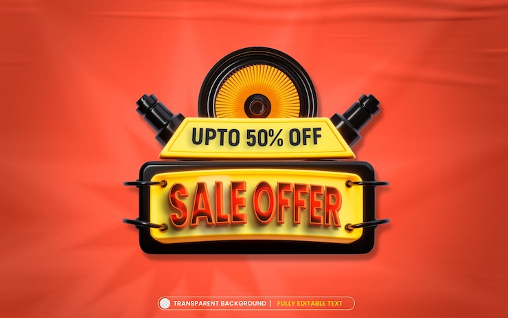 Free PSD super offer promotion banner template with editable 3d text effect