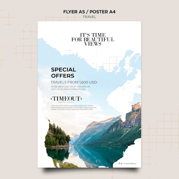 Free PSD super offers travel poster template