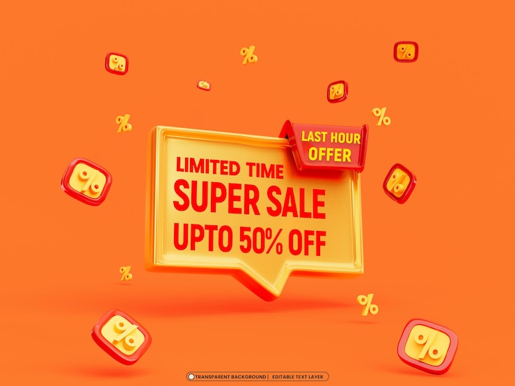Free PSD super sale 3d promotion banner design template