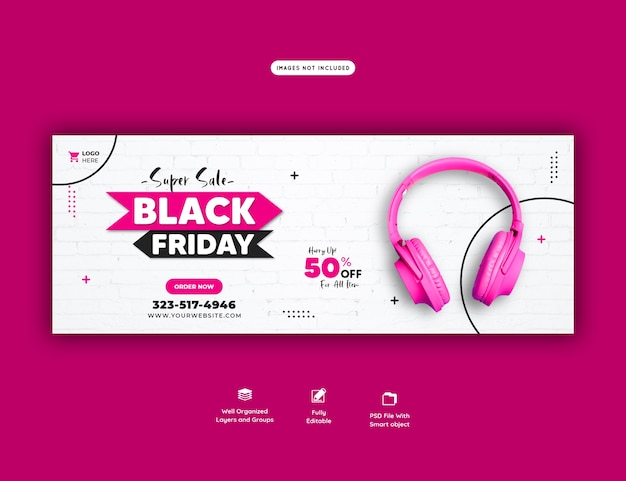 Free PSD super sale black friday facebook cover banner template