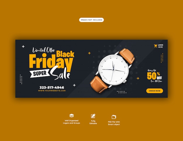 無料PSD スーパーセールブラックフライデーfacebookカバーバナーテンプレート