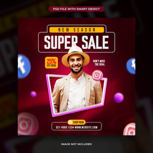 Super Sale Discount Offer Social Media Post Template – Free Download