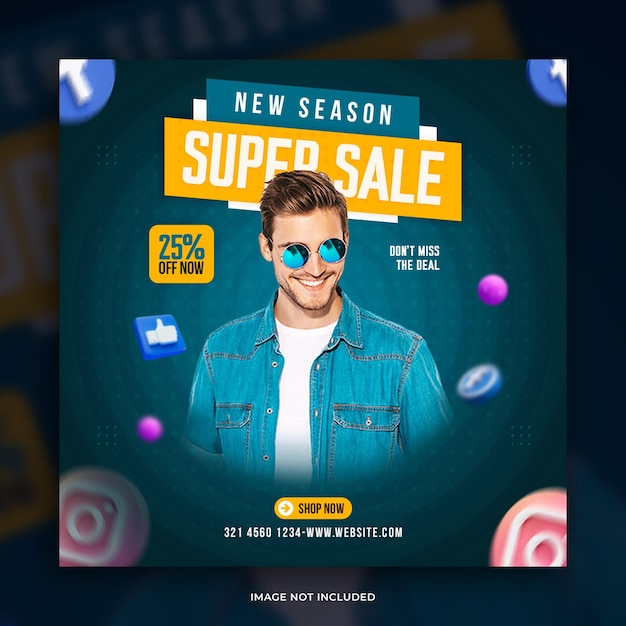 Super Sale Social Media Marketing Post Design Template: Free Download