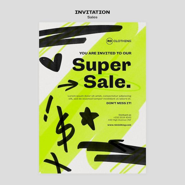 Free PSD super sales invitation template