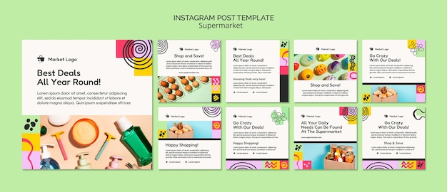 Supermarket business instagram posts collection