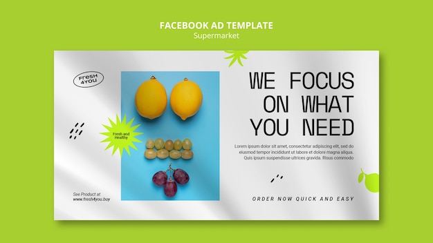 Supermarket business social media promo template