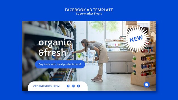 Supermarket business social media promo template