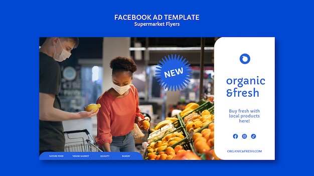 Supermarket business social media promo template