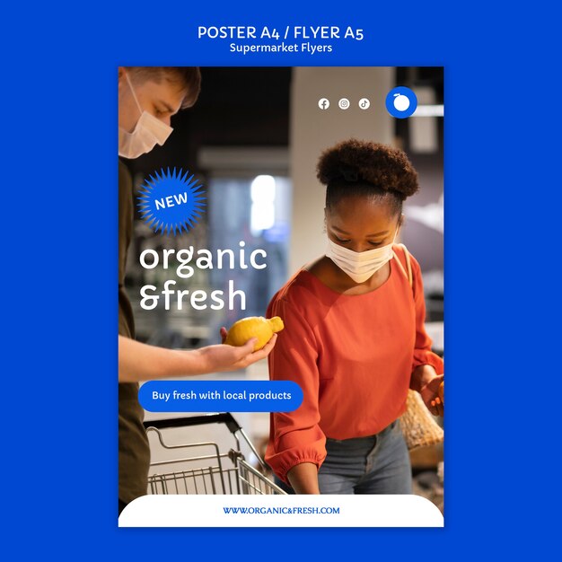 Supermarket business vertical poster template