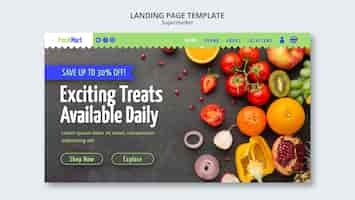 Free PSD supermarket business with fresh produce landing page template