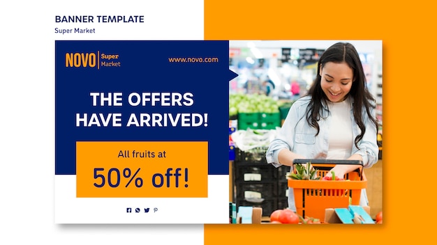 Free PSD supermarket concept banner template