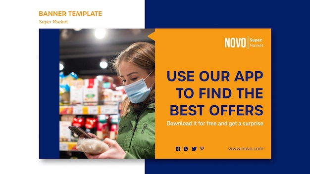 無料PSD スーパーマーケットのコンセプトバナーテンプレート