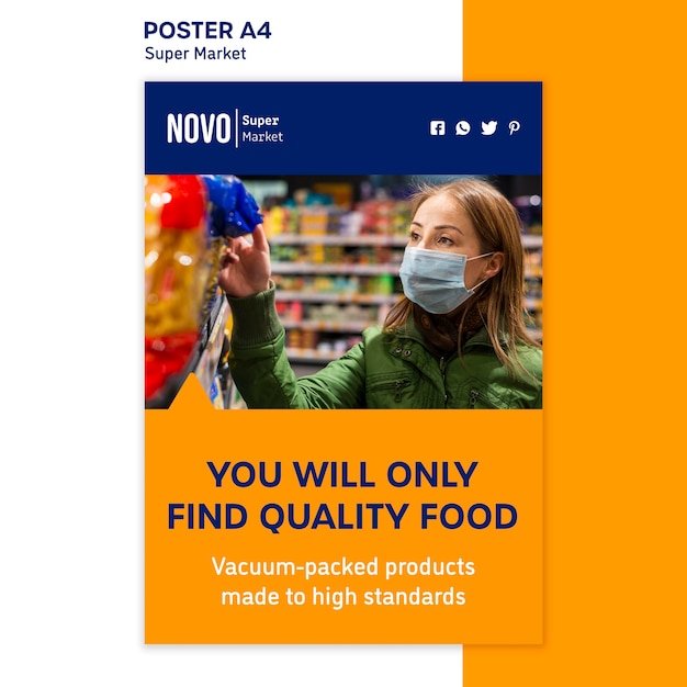 Free PSD supermarket concept poster template