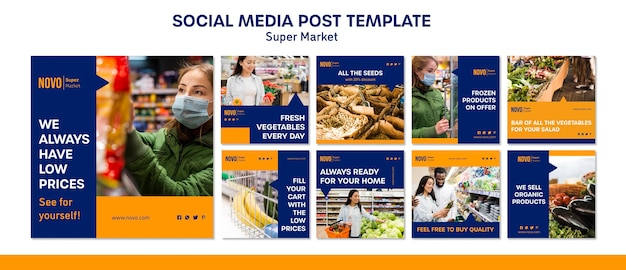 Supermarket concept social media post template