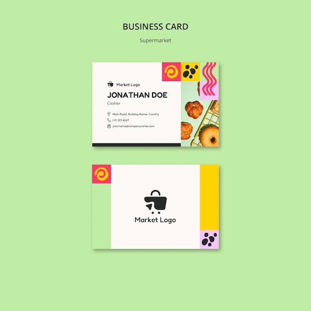 Supermarket horizontal business card template