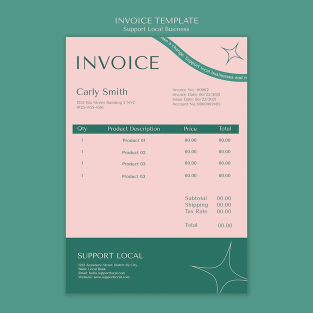 Support local businesses invoice template