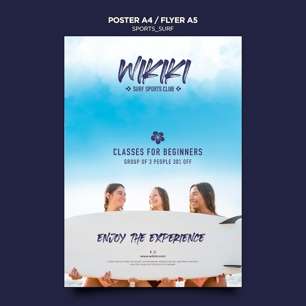 Free PSD surf classes template poster