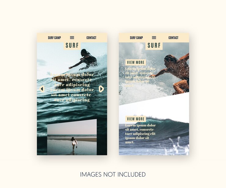 Free PSD surf landing page for mobile