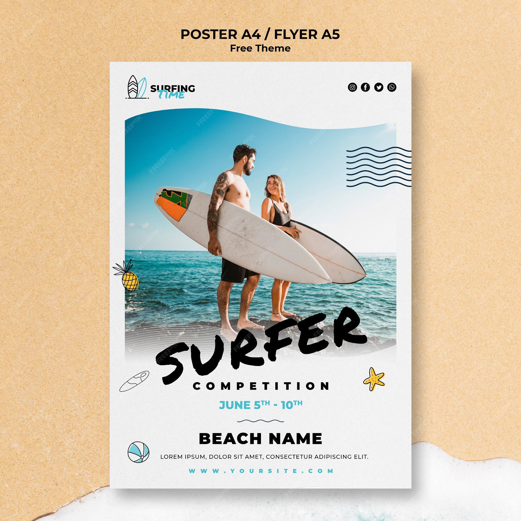 Forkert Lægge sammen Uensartet Free PSD | Surfer poster template concept