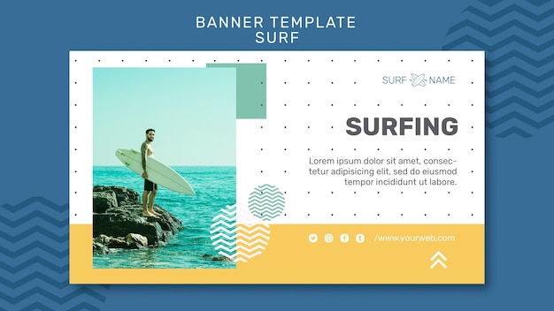 PSD gratuito modello di banner pubblicitario di surf