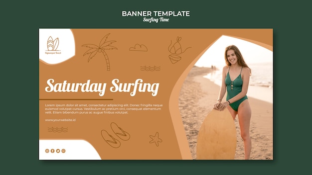 PSD gratuito concetto di modello di banner surf