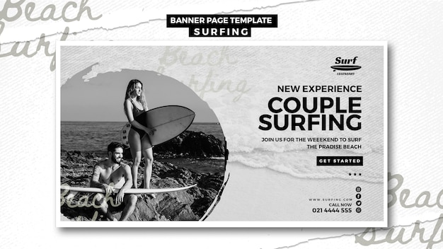 PSD gratuito concetto di modello di banner surf