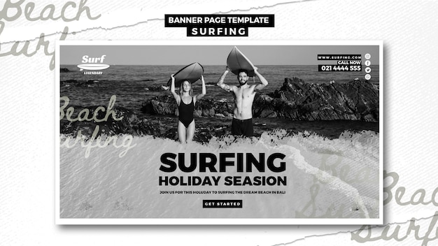 PSD gratuito stile del modello di banner surf