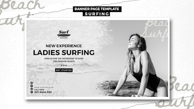 Surfing banner template theme