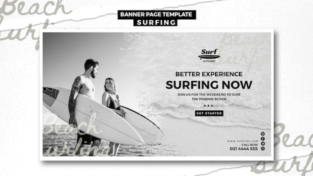 PSD gratuito modello di banner surf