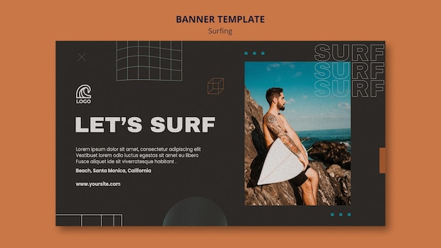 PSD gratuito modello di banner di competizione di surf