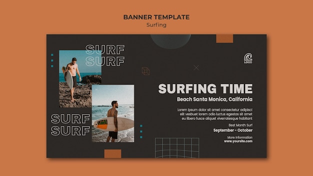 PSD gratuito modello di banner di competizione di surf