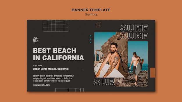 PSD gratuito modello di banner di competizione di surf