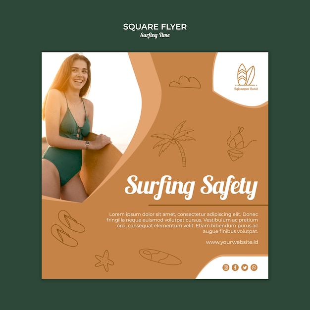 Free PSD surfing flyer template concept