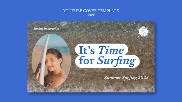 無料PSD サーフィン趣味のyoutubeカバーテンプレート