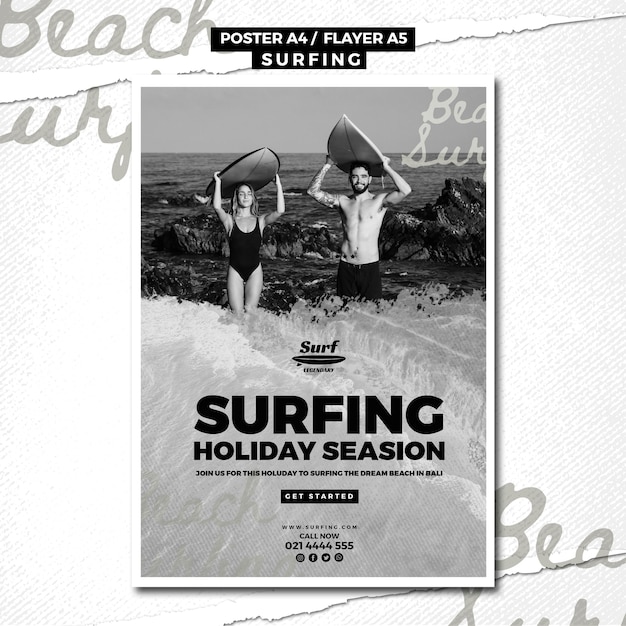 Free PSD | Surfing poster template concept