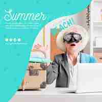 Free PSD surprised woman summer template