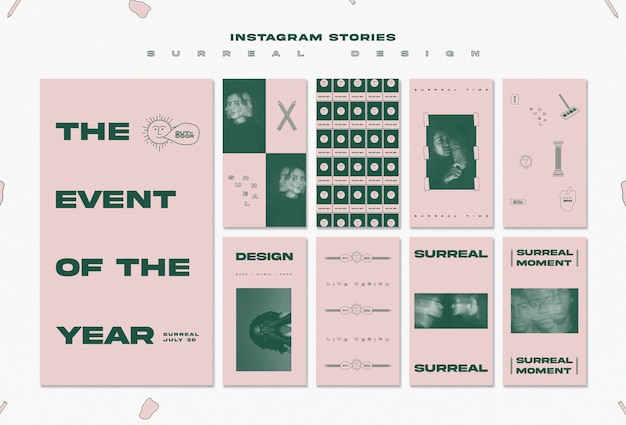 Modello di storie di instagram design surreale evento