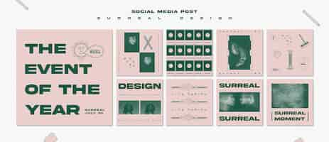 PSD gratuito modello di post social media evento di design surreale