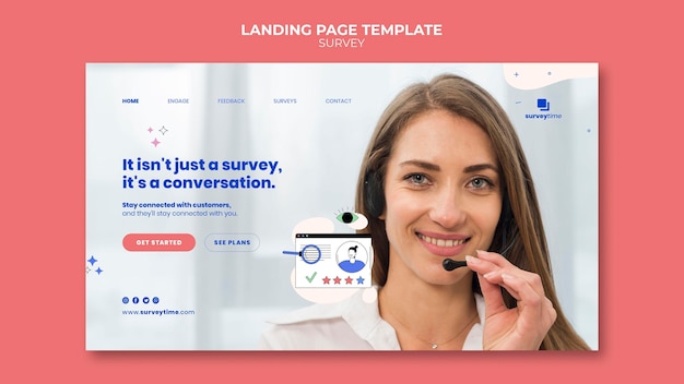 Free PSD survey landing page design template