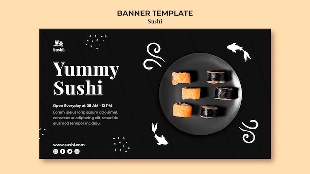 Modello di banner di sushi con foto