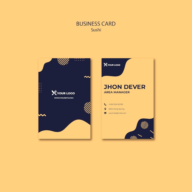 Free PSD sushi concept business card template