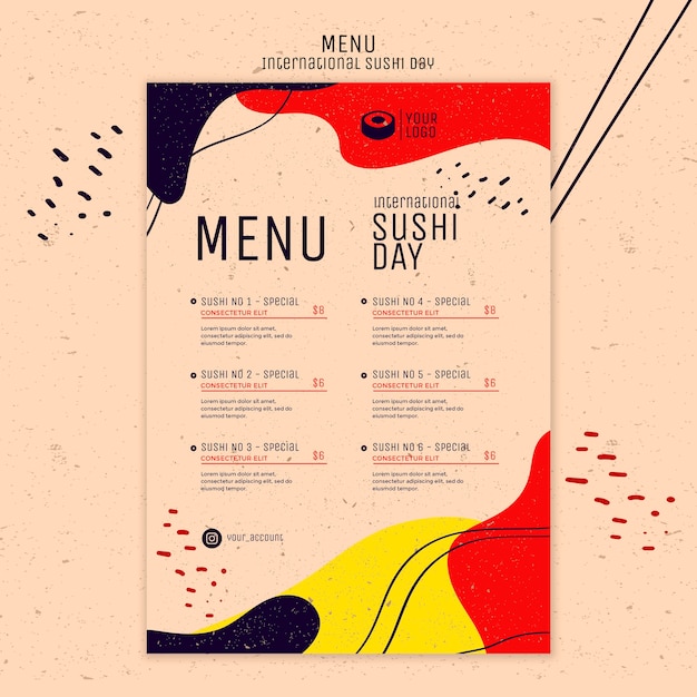 PSD gratuito modello di menu del giorno di sushi