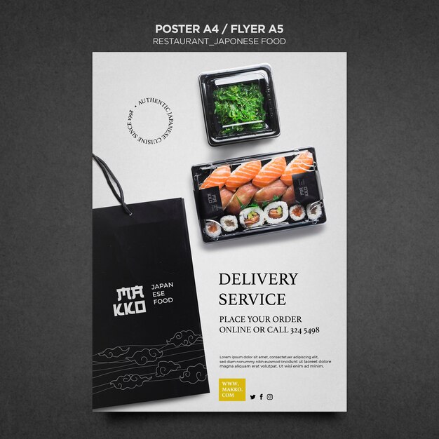 Sushi at home poster print template