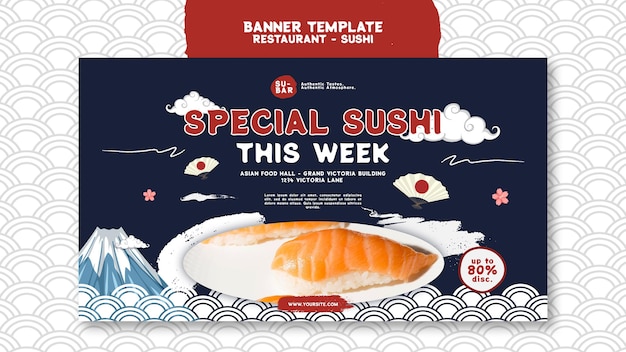 Sushi horizontal banner template