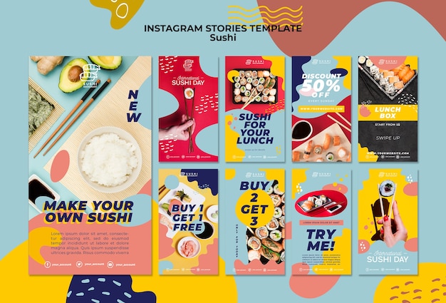 Modello di storie di instagram sushi